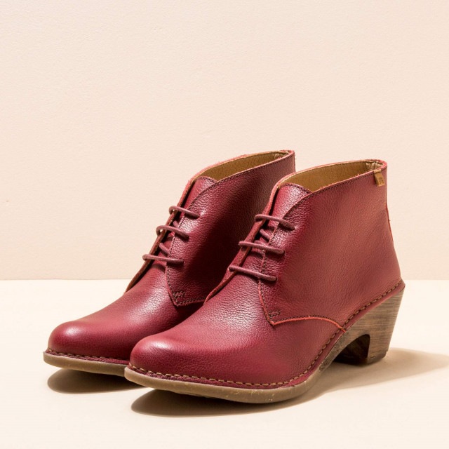 Bottines à talons à lacets en cuir - Rouge - El naturalista