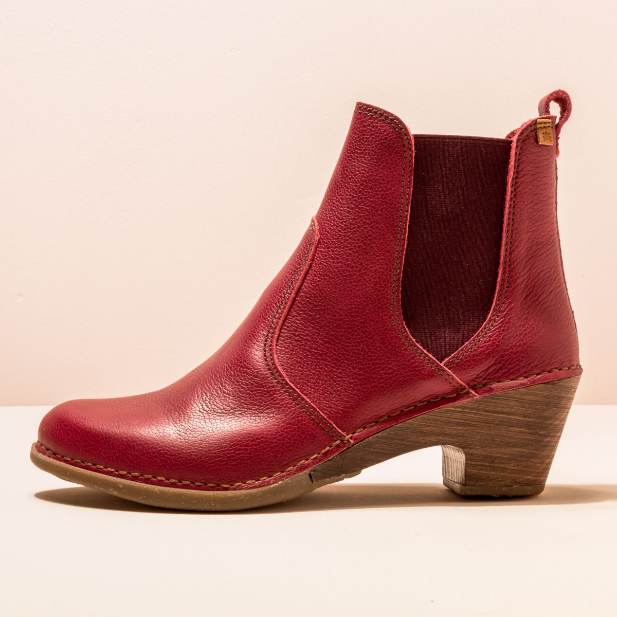 Bottines chelsea à talon en bois - Rouge - El naturalista