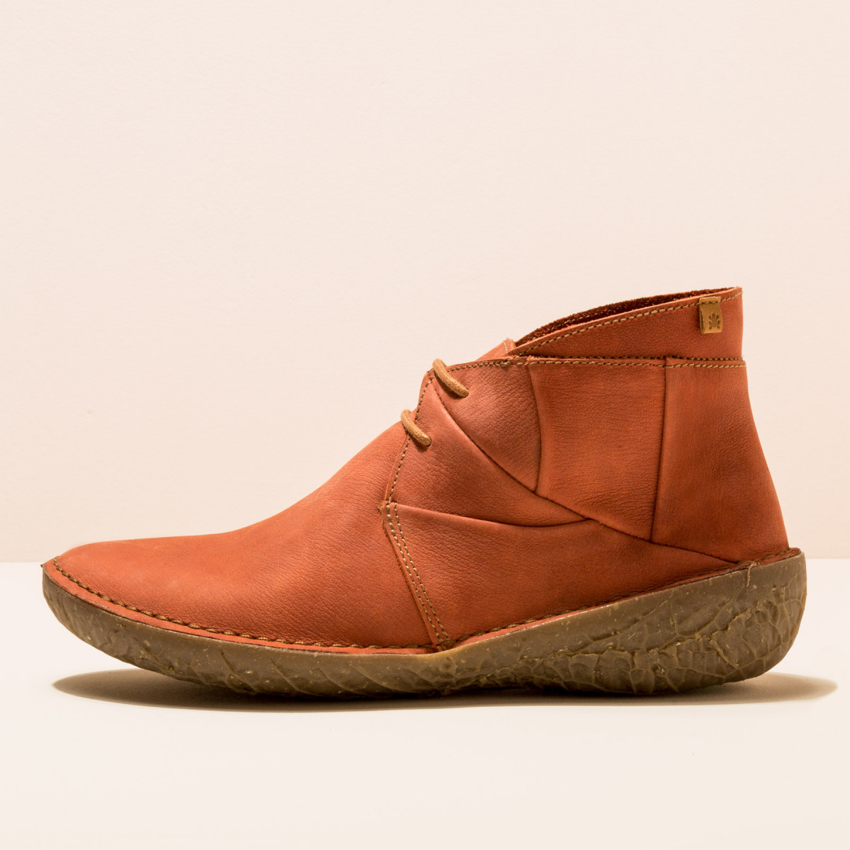 Bottines à lacets en cuir à semelles recyclées - Rouge - El naturalista