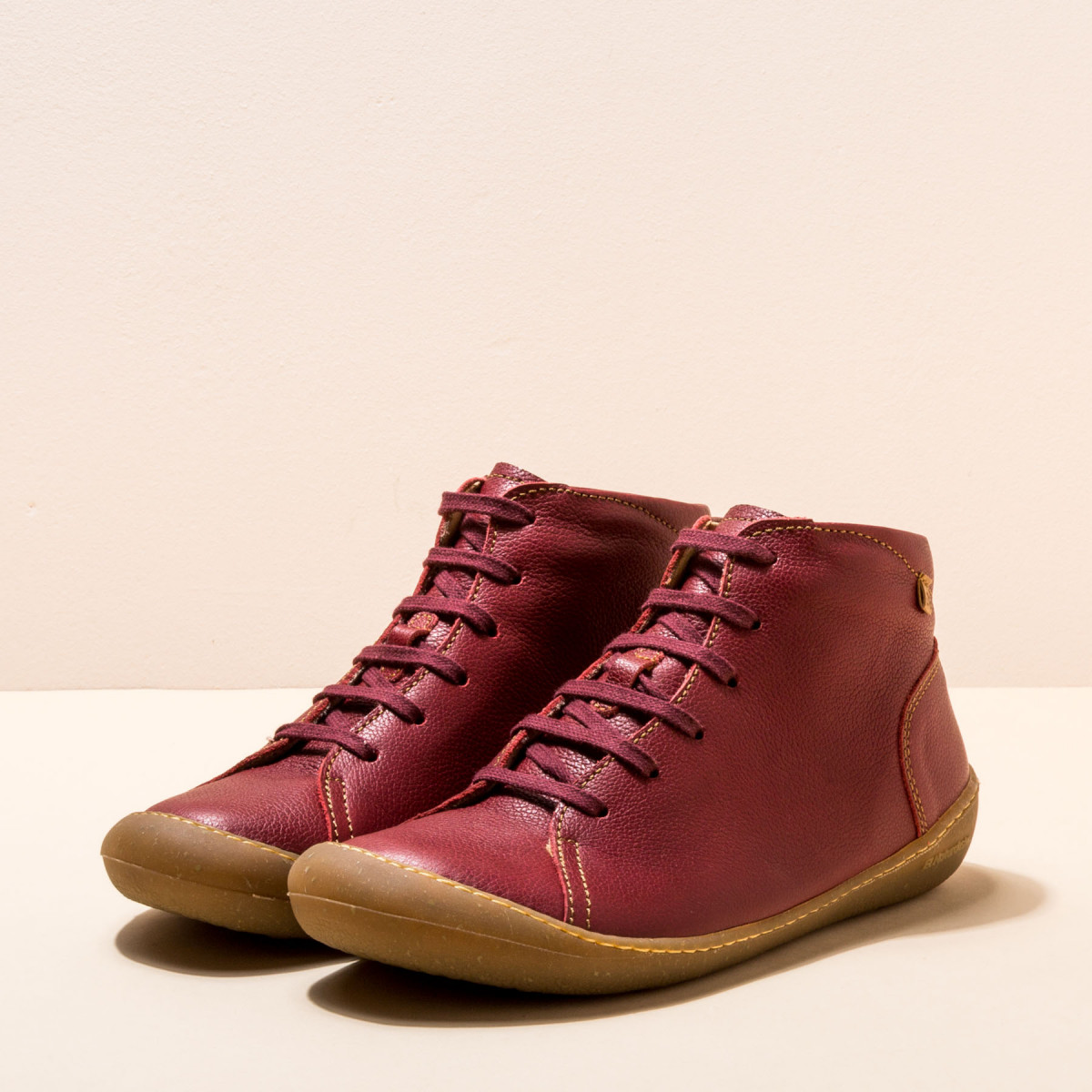 Baskets montantes en cuir au grain naturel - El naturalista