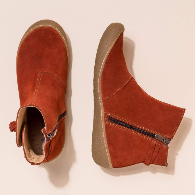 Bottines plates en cuir suédé - Rouge - El naturalista