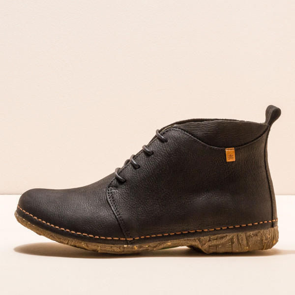 Bottines à lacets en cuir brossé - Noir - El naturalista