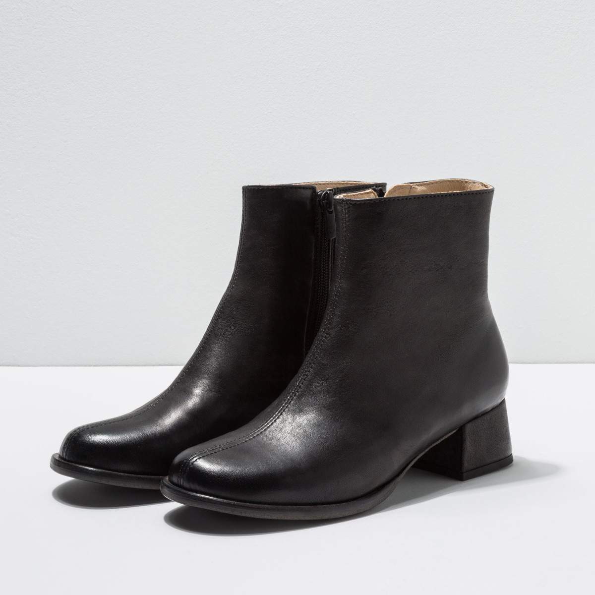 Bottines à talon carré en cuir - Noir - Neosens