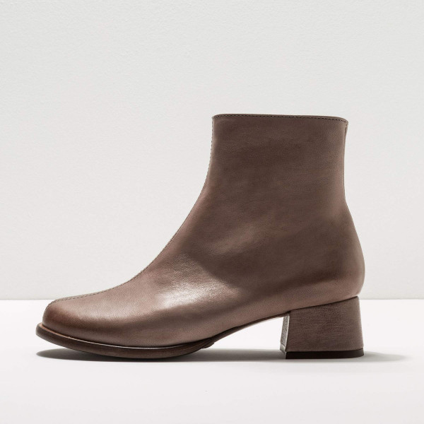 Bottines à talon carré en cuir - Beige - Neosens