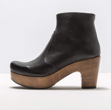 Bottines à talon plateforme en cuir - Noir - Neosens