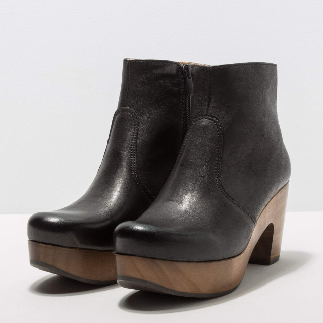 Bottines à talon plateforme en cuir - Noir - Neosens