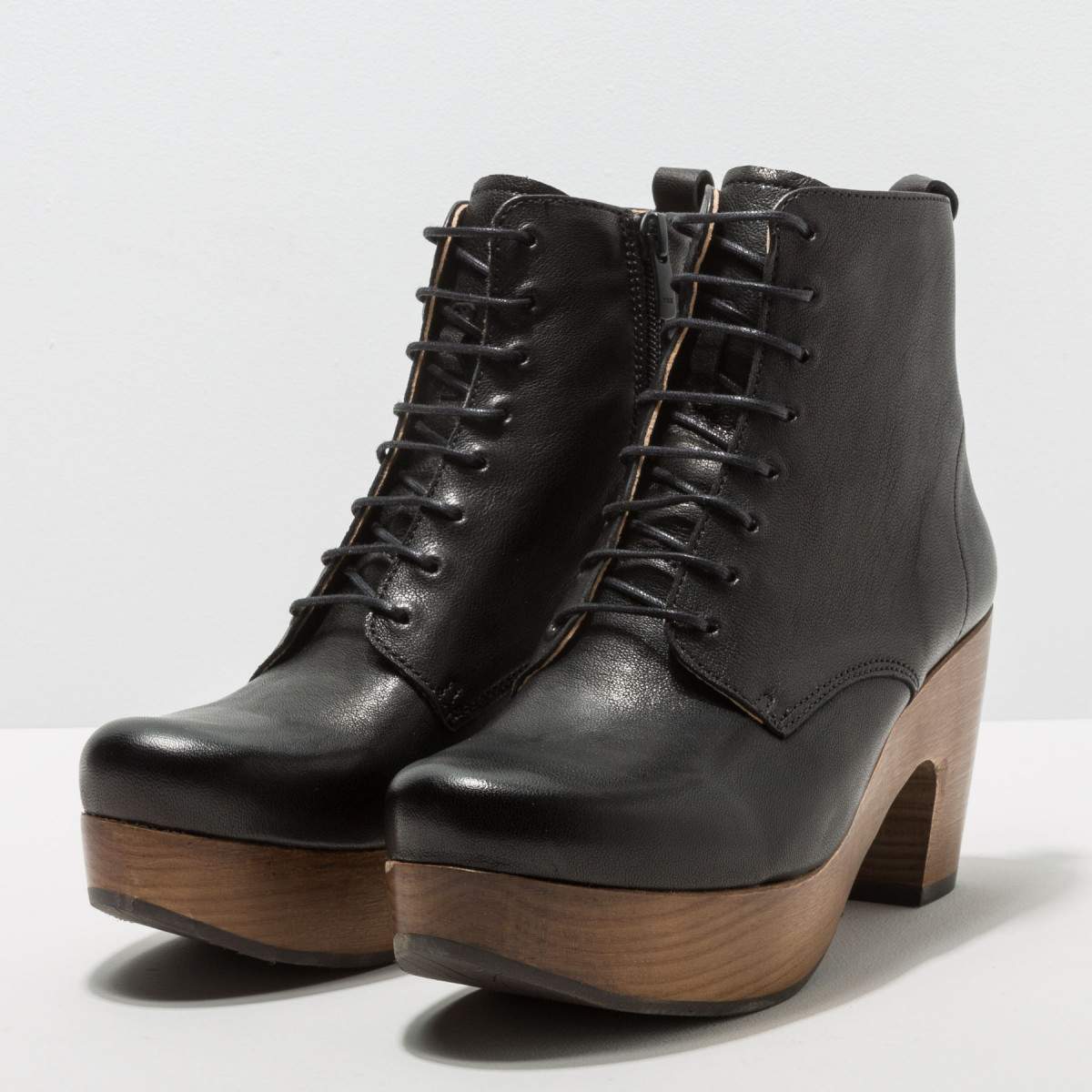 Bottines à lacets et talon plateforme - Noir - Neosens