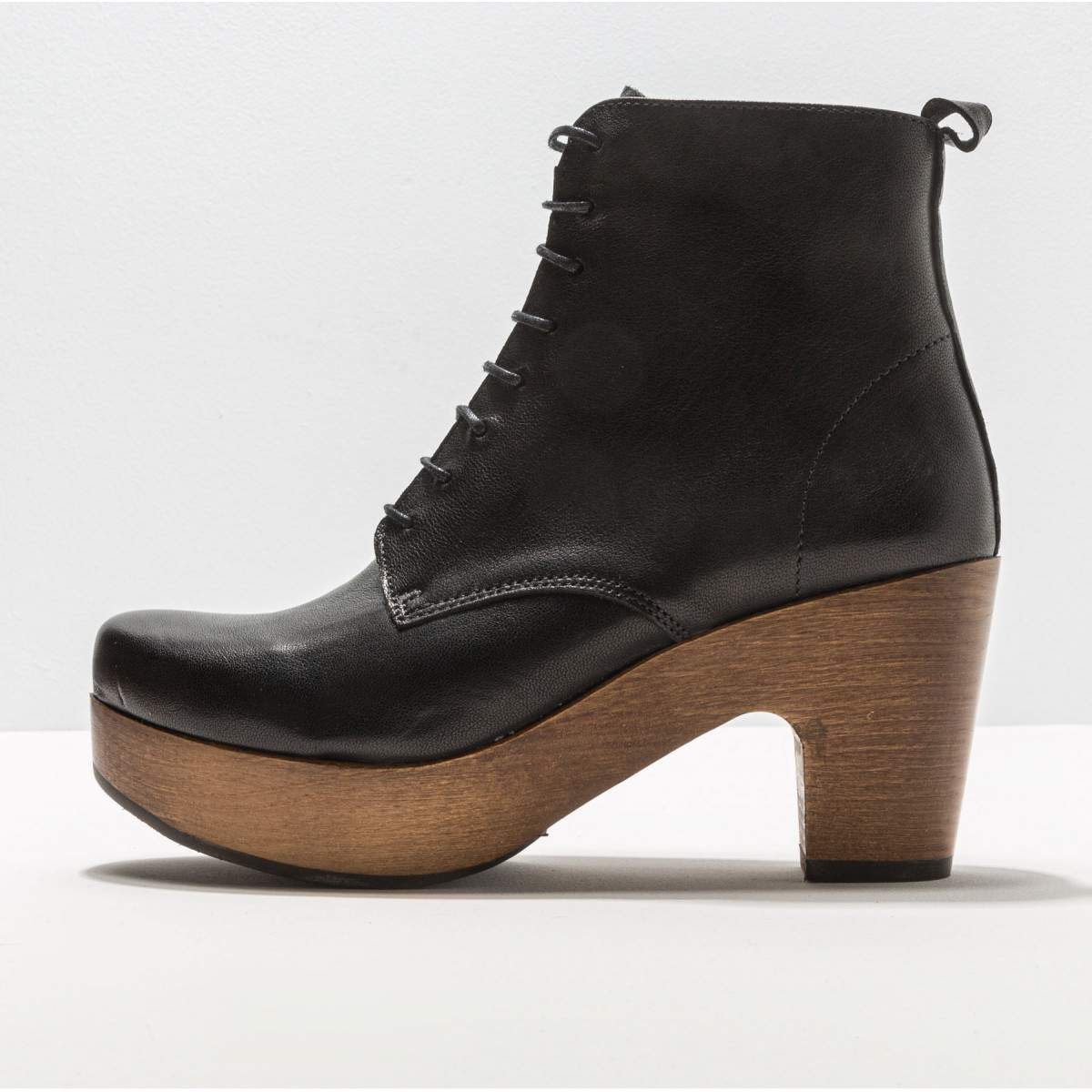 Bottines à lacets et talon plateforme - Noir - Neosens