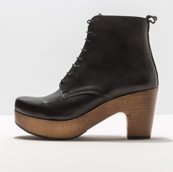 Bottines à lacets et talon plateforme - Noir - Neosens