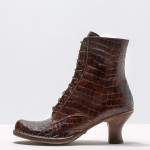 Bottines à lacets à talon bobine en cuir fantaisie - Neosens