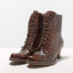Bottines à lacets à talon bobine en cuir fantaisie - Neosens