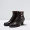 Bottines à talon bobine en cuir - Noir - Neosens