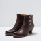 Bottines à talon bobine en cuir - Marron - Neosens