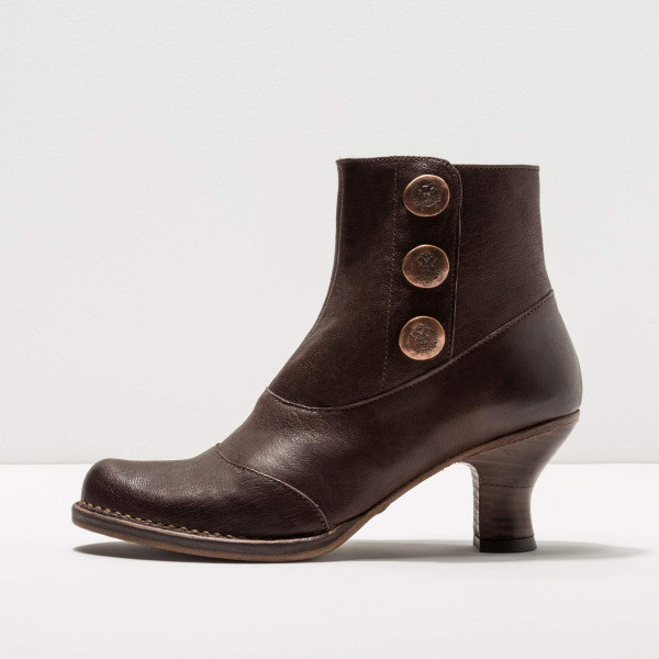 Bottines à talon bobine en cuir - Marron - Neosens