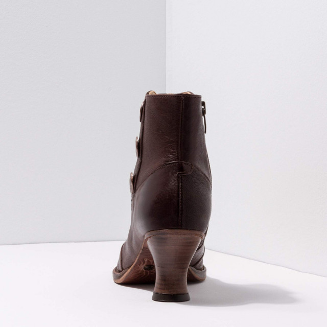 Bottines à talon bobine en cuir - Marron - Neosens