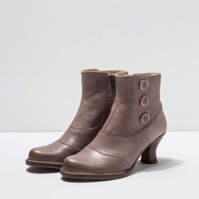 Bottines à talon bobine en cuir - Beige - Neosens