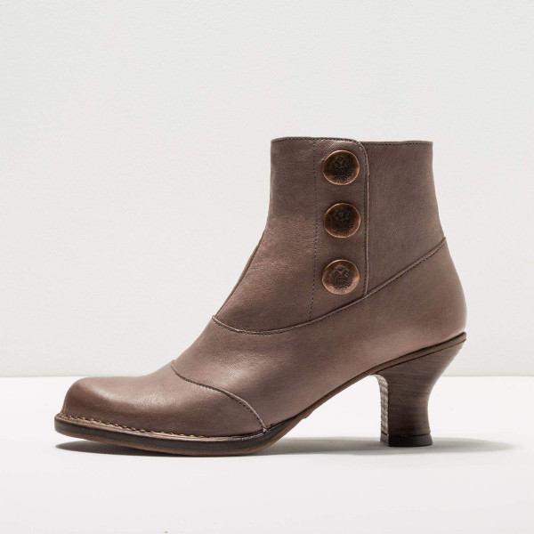 Bottines à talon bobine en cuir - Beige - Neosens