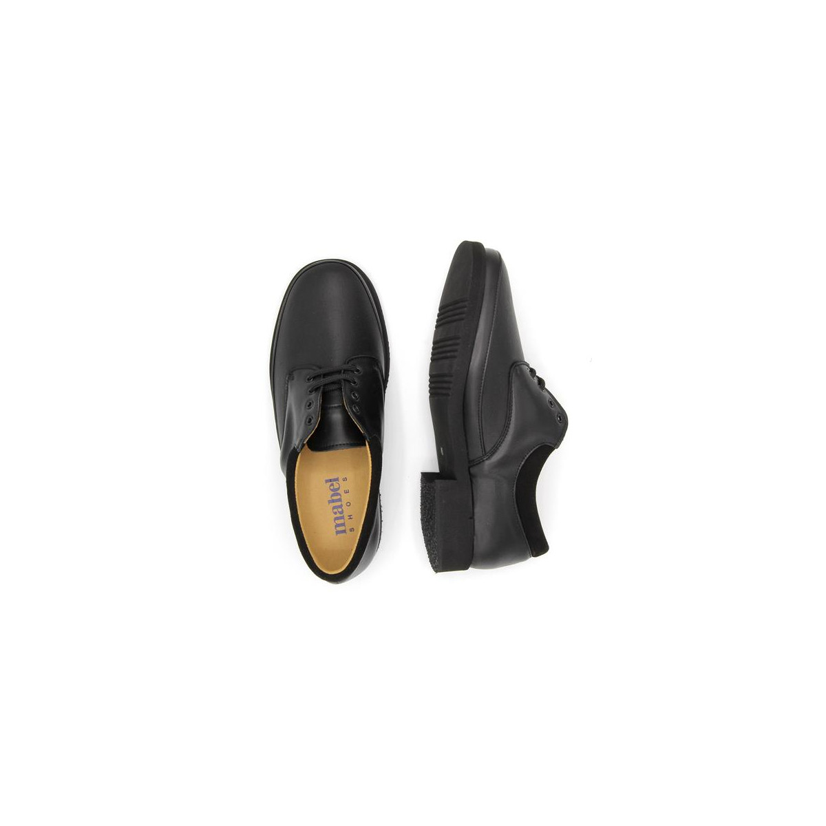 Chaussures confort ultra légères en cuir à lacets - Noir - Mabel Shoes