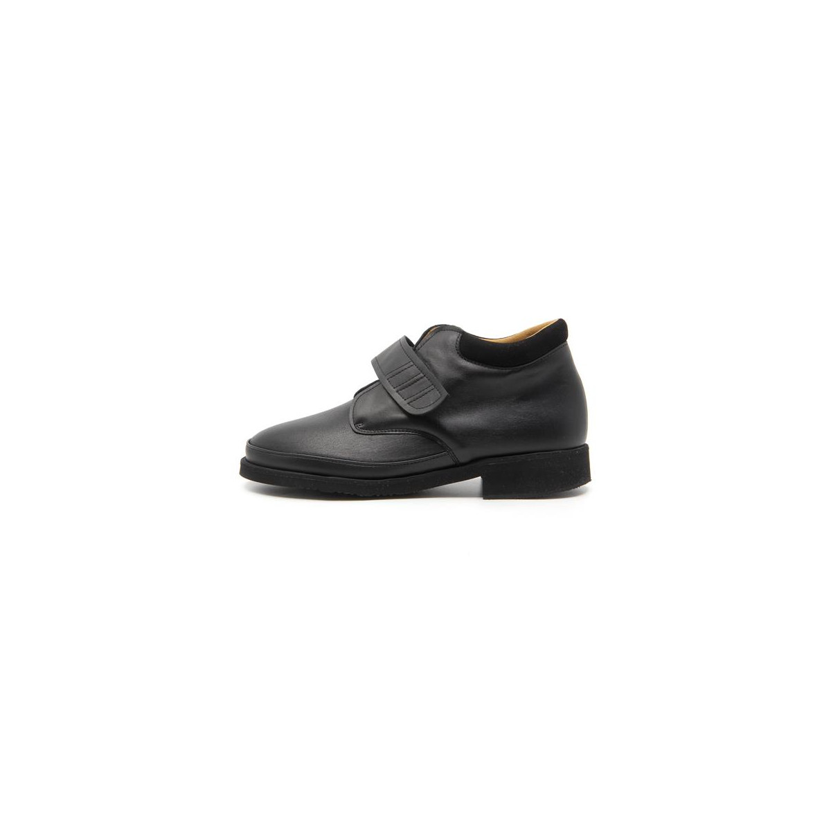 Bottines confort ultra légères en cuir à velcro - Noir - Mabel Shoes
