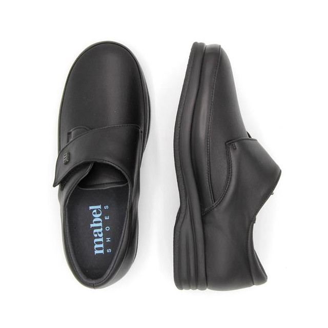 Chaussures confort pieds sensibles à velcro - Noir - Mabel Shoes