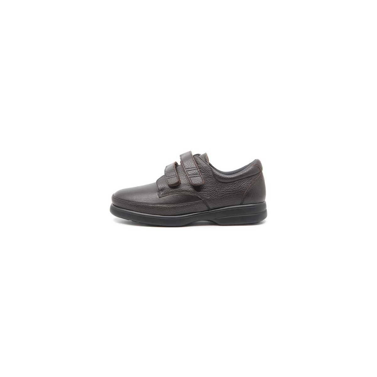 Chaussures confort en cuir à 2 velcros - Marron - Mabel Shoes