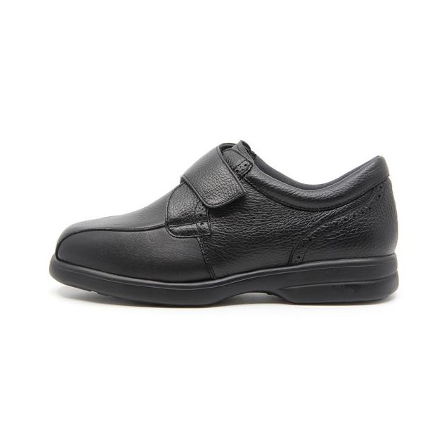 Chaussures pieds sensibles en cuir à velcro - Noir - Mabel Shoes