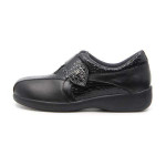 Chaussures hallux valgus en cuir mat et verni effet croco - Noir - Mabel Shoes