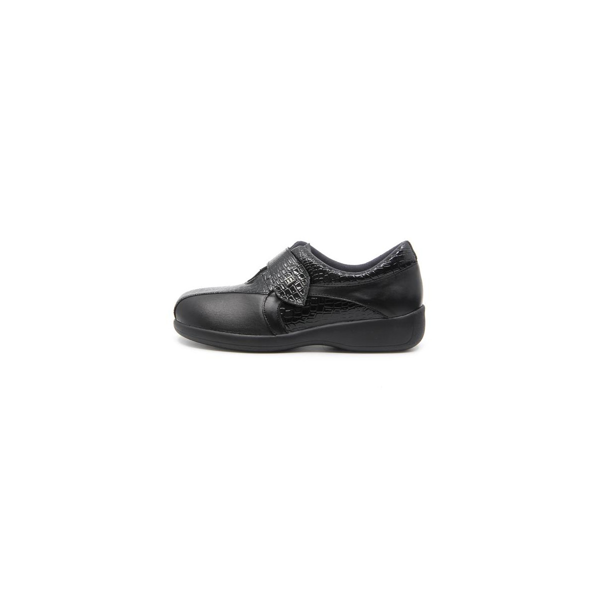 Chaussures hallux valgus en cuir mat et verni effet croco - Noir - Mabel Shoes