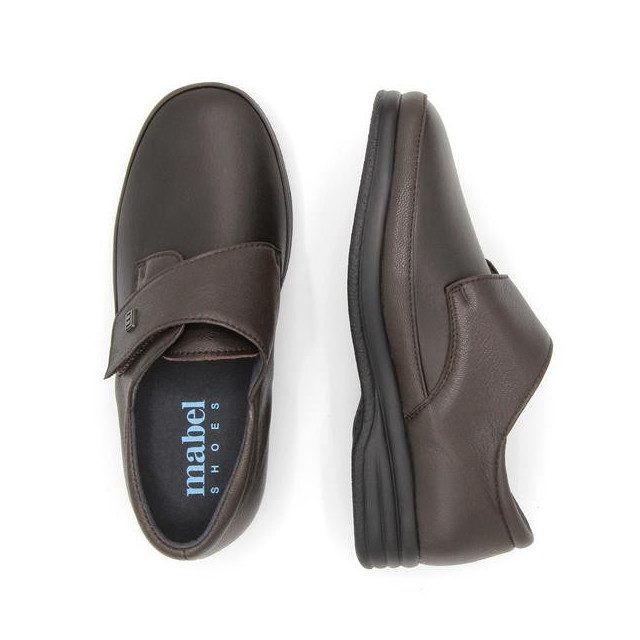 Chaussures confort pieds sensibles à velcro - Marron - Mabel Shoes
