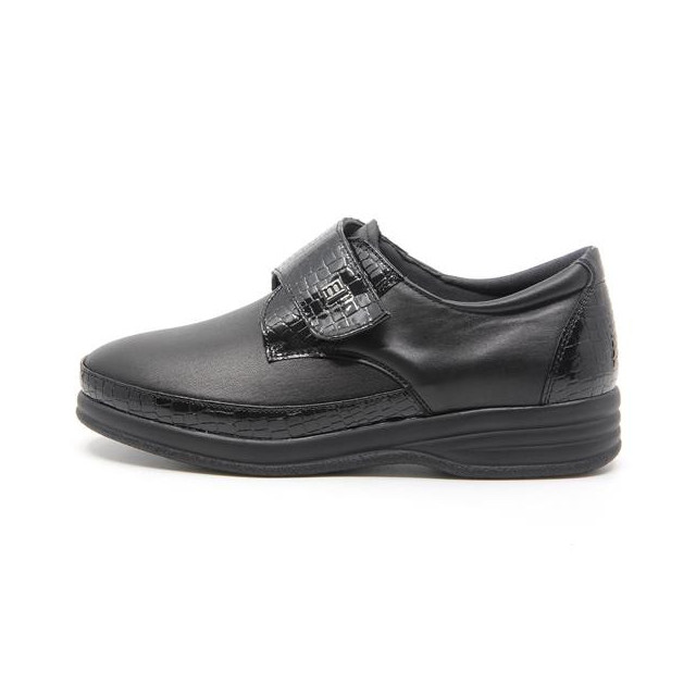 Chaussures hallux valgus à détails verni effet croco - Noir - Mabel Shoes