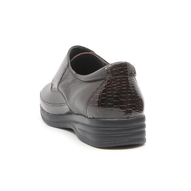 Chaussures hallux valgus à détails verni effet croco - Marron - Mabel Shoes