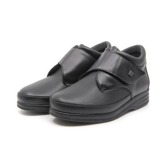 Bottines confort en cuir à velcro - Noir - Mabel Shoes