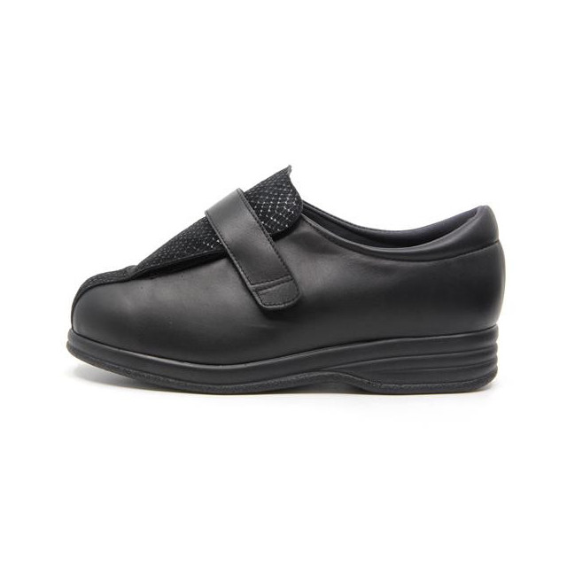 Chaussures pieds larges ajustables en cuir - Noir - Mabel Shoes