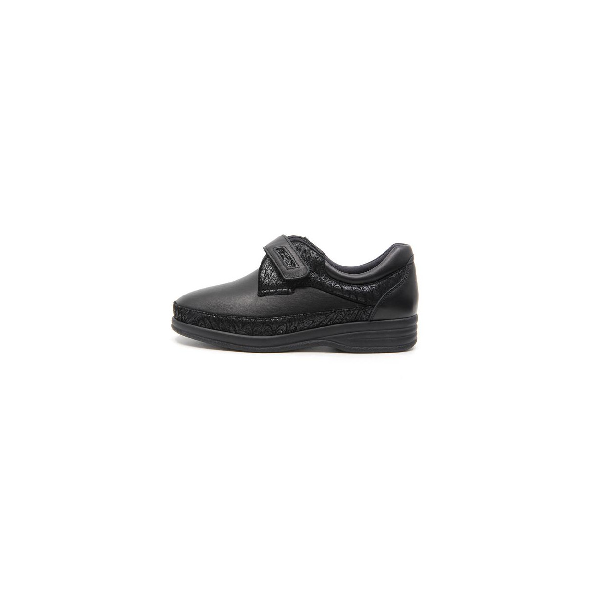 Chaussures confort pieds sensibles en cuir à motifs - Noir - Mabel Shoes