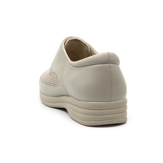 Chaussures pieds larges en cuir élastique et perforé - Beige - Mabel Shoes