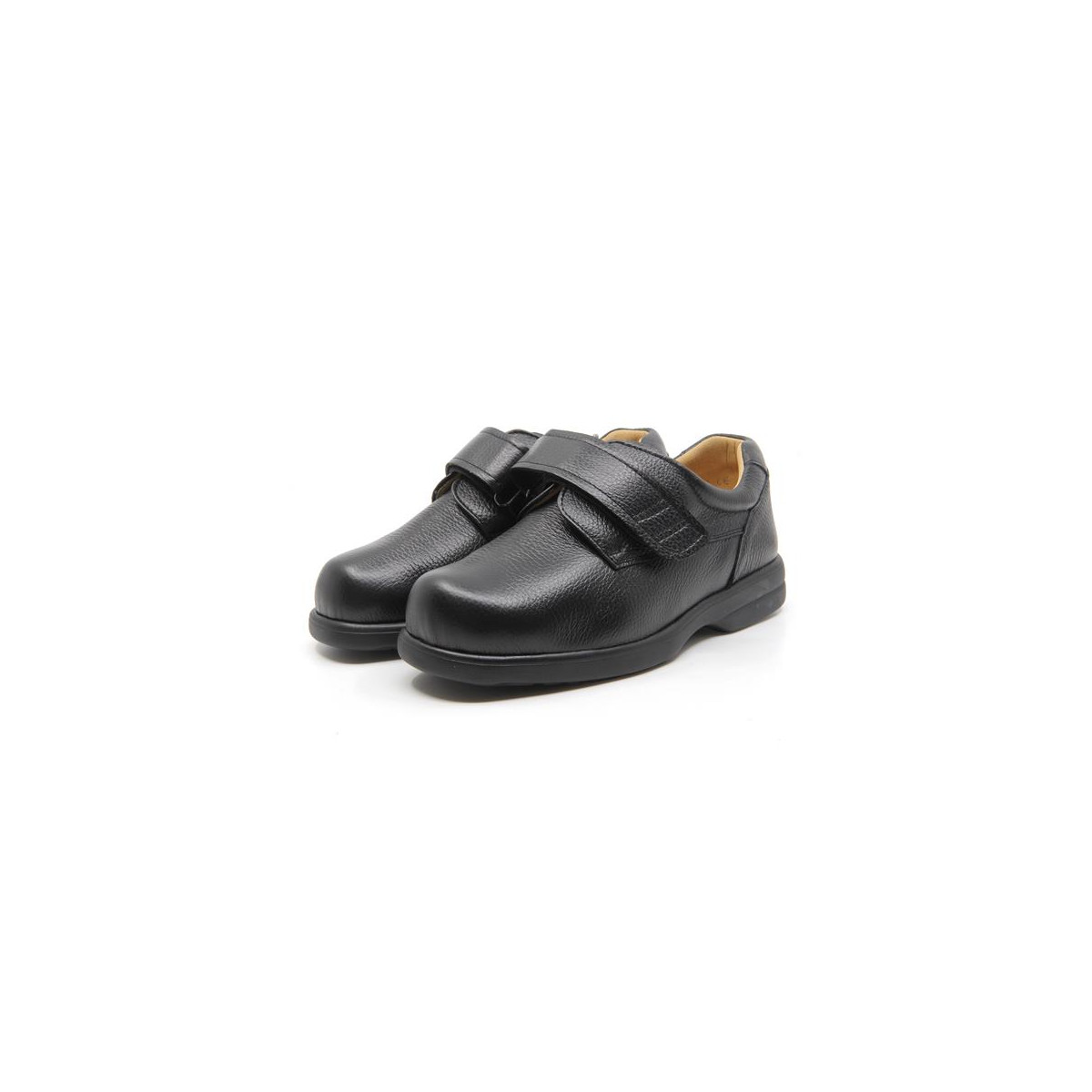 Chaussures diabétiques en cuir à velcro - Noir - Mabel Shoes