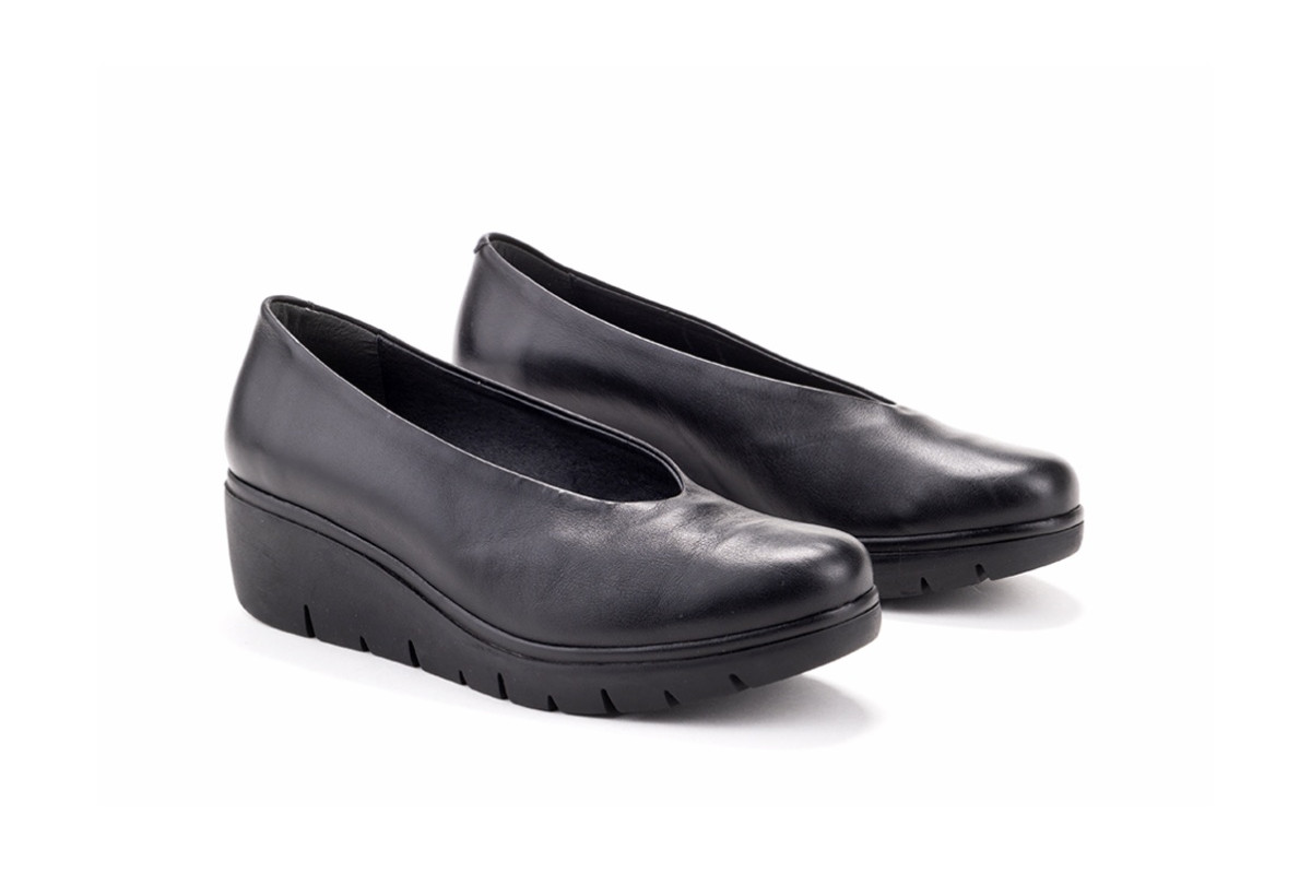 Chaussures compensées en cuir - Noir - Lince