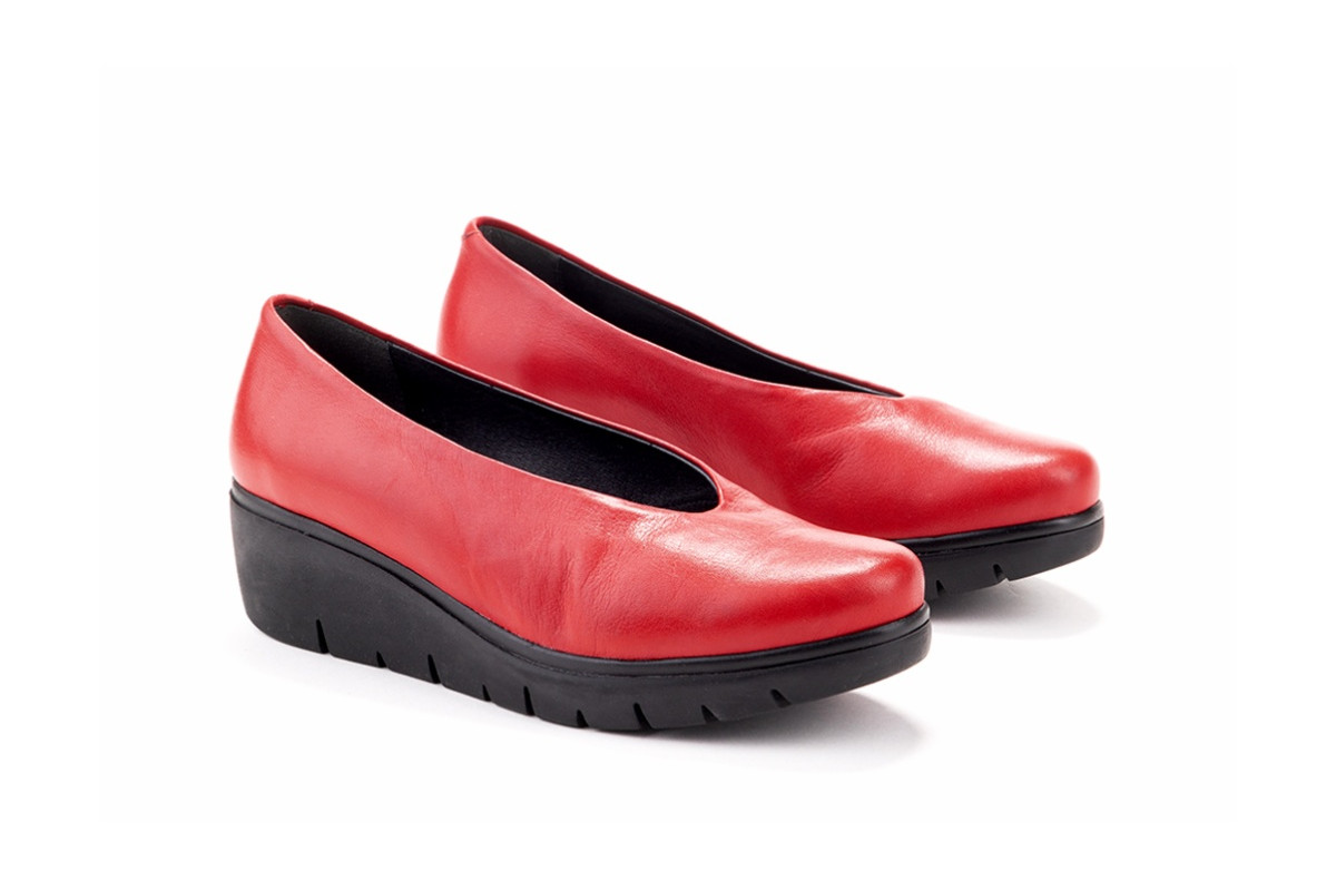 Chaussures compensées en cuir - Rouge - Lince