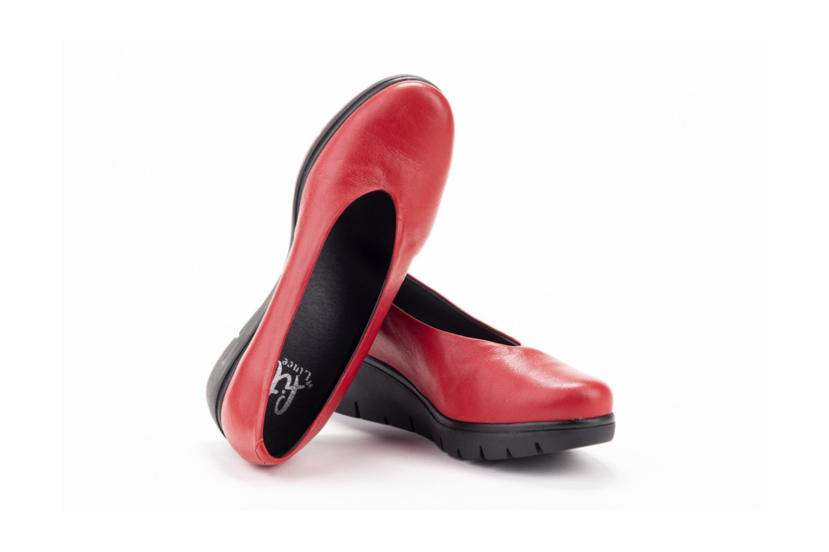 Chaussures compensées en cuir - Rouge - Lince
