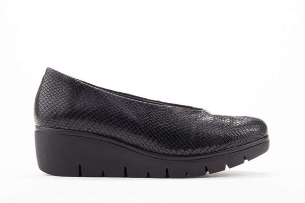 Chaussures compensées en cuir effet reptile - Noir - Lince