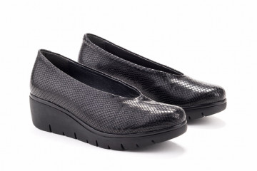 Chaussures compensées en cuir effet reptile - Noir - Lince