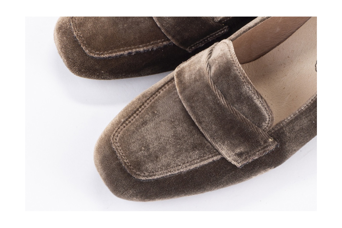 Mocassins à talon en velours - Marron - Lince