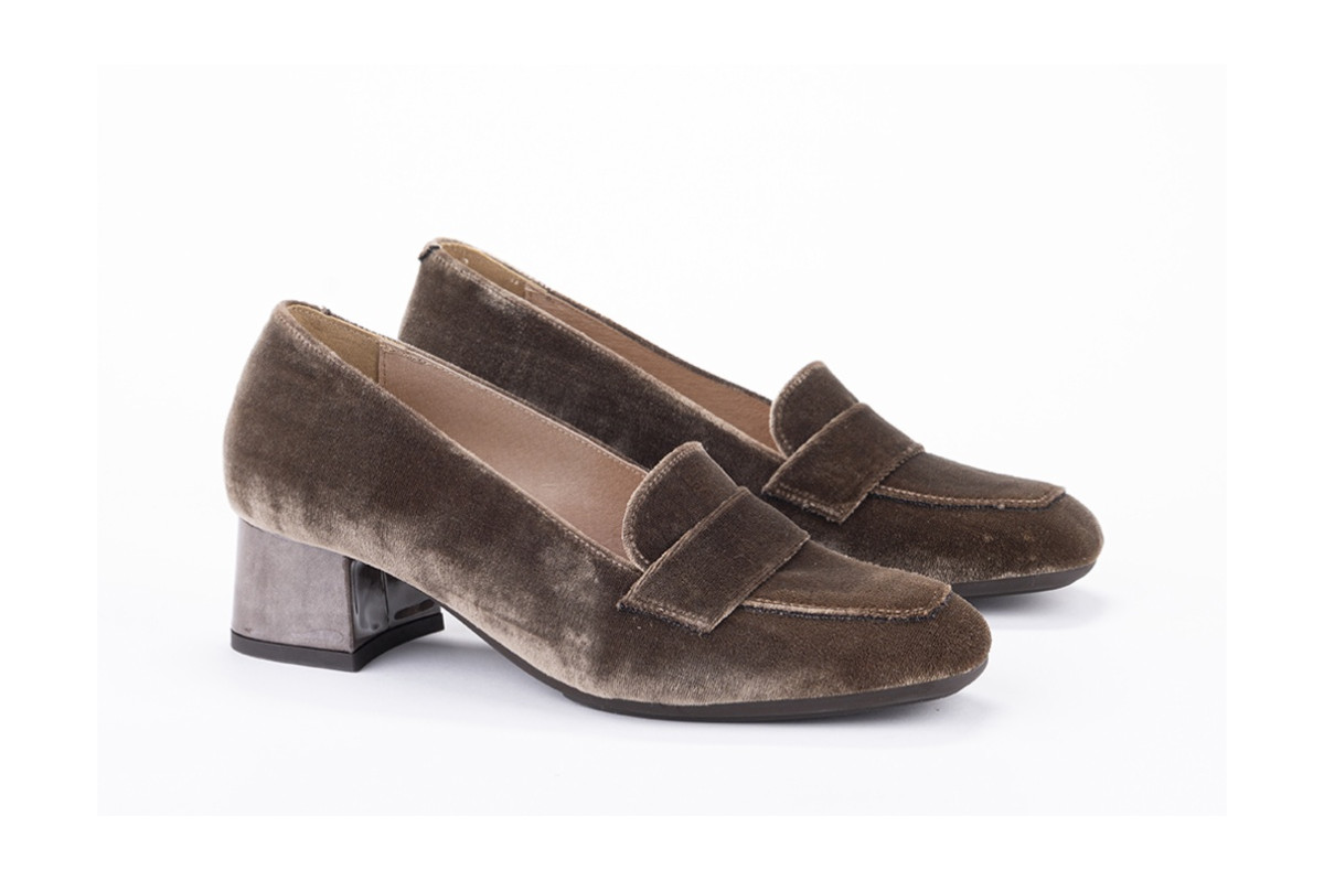 Mocassins à talon en velours - Marron - Lince