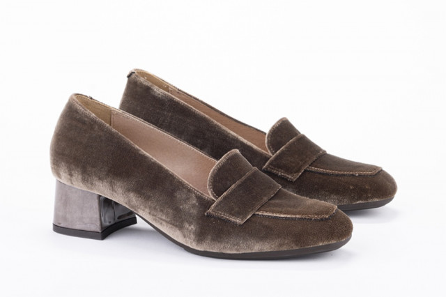 Mocassins à talon en velours - Marron - Lince