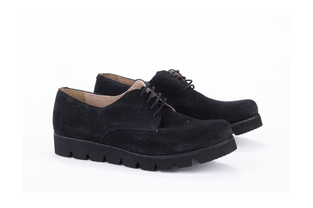 Derbies femme en daim - Noir - Lince