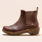 Bottines chelsea à talon en cuir grain naturel - Marron - El naturalista