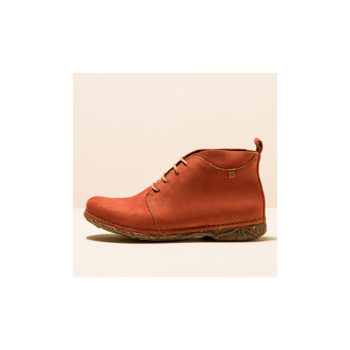 Bottines à lacets en cuir brossé - Rouge - El naturalista