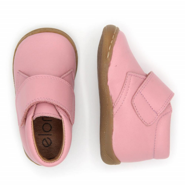 Chaussures enfant à scratch en cuir lisse - Rose - elorell