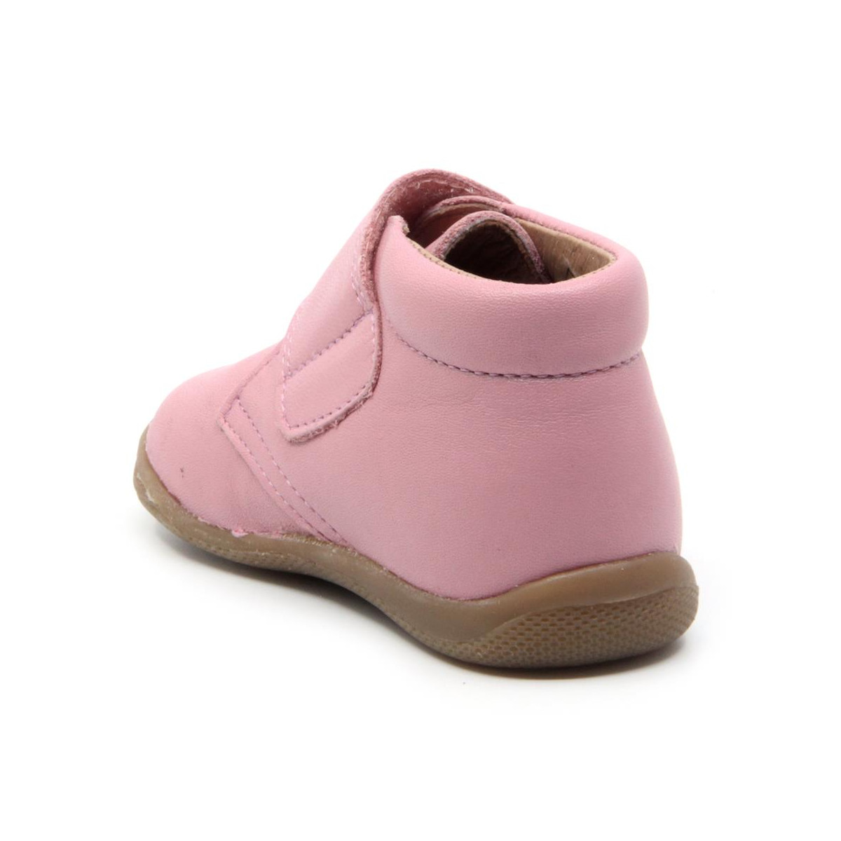 Chaussures enfant à scratch en cuir lisse - Rose - elorell