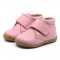 Chaussures enfant à scratch en cuir lisse - Rose - elorell